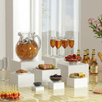 Large 8 Pcs White Acrylic Boxes for Display as Buffet Risers and Stands, Food Risers for Party, Table, including 10", 9", 8", 7", 6", 5", 4", 3" (Large, 8Pcs, White)