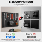 Peg Board, 3 Pack Metal Pegboard Panels Black Pegboards Wall Organizer with Frame Large Heavy Duty Peg Board with Hooks for Walls Home, Garage Tool Storage, Office, Craft Room, Kitchen 24”×16”