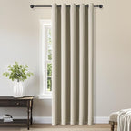 ChrisDowa Blackout Curtains 70 inches Wide for Bedroom - Extra Wide Grommet Thermal Insulated Room Darkening Curtains for Living Room (1 Panel, Beige, 70 x 84 Inch)