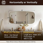 ANDY STAR 24x48 Gold Bathroom Mirror, Oblong Brass Mirror with Stainless Steel Metal Frame, Brushed Gold Oval Vanity Mirror for Over Sink, Modern Anti Rust Wall Mounted