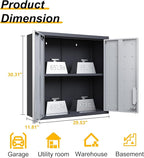 Metal Wall Mounted Cabinet with 2 Lockable Doors & Adjustable Shelf, Hanging Garage Storage Cabinet, Floating Upper Tool Cabinets for Shop, Kitchen, Bathroom (Grey, 30''W x 12''D x 30''H)