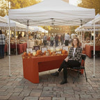 HolidayIdeas 4 Pack 3-Sided Christmas Fitted Tablecloth for 6ft Tables, Open Back Rust Table Cover for Vendor Booth Display, Craft Fair, Trade Show, Allows Seating & Easy Access Storage