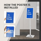 YIYO Sign Stand Poster Stand，adjustable heavy duty pedestal Sign Holder Floor Stand，aluminium frame floor standing for display 8.5*11 inch，Silver (8.5*11 Silver)