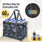 BALEINE Extra Large Utility Tote Bag with Wire Frame for Storage (Grey Camouflage, 16.5''x14''x10'')