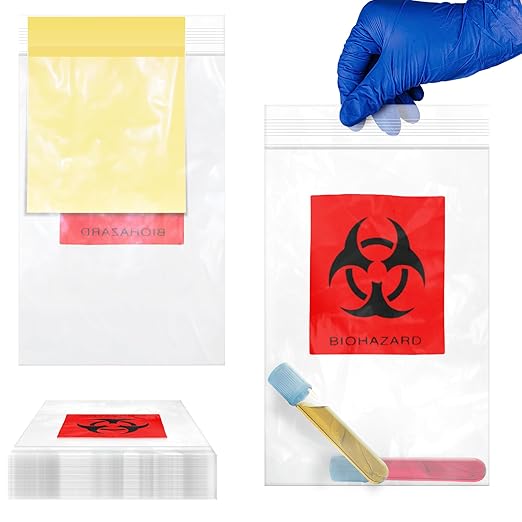 APQ Biohazard Specimen Bags, 6 x 8 Inch. Pack of 100 Clear Zipper Specimen Bags. 3 Wall Polyethylene Specimen Bag. 2 Mils Specimen Biohazard Bag. Biohazard Transport Bag. Biohazard Plastic Bags
