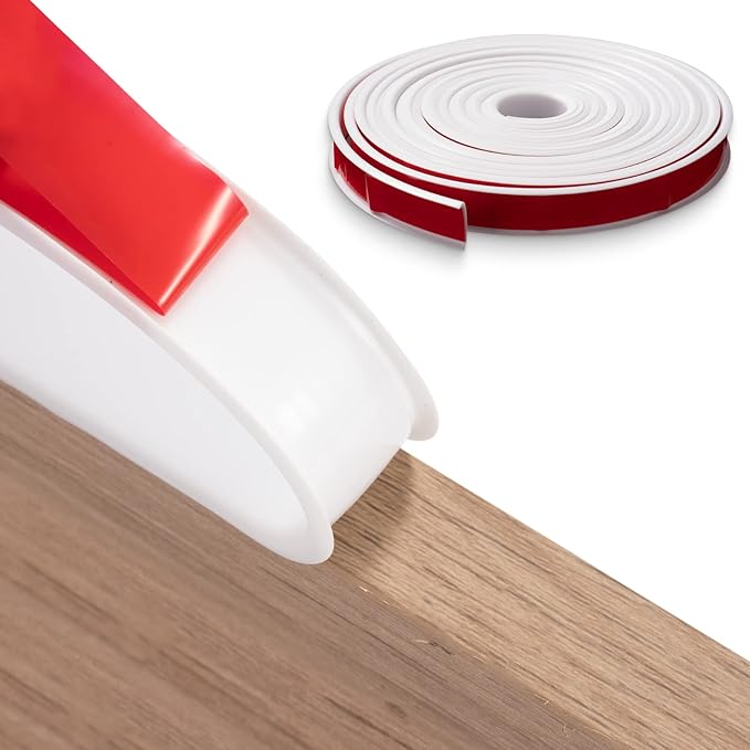 U-Shape Edge Banding, 16.4ft TPE Self Adhesive Veneer Edging Trim Flexible Corner Edge Protector, Furniture Edge Strip for Countertop Table Cabinet Shelve Restoration (9mm, White)