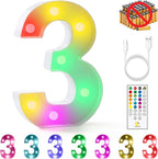mooncow Rechargeable Light Up Letters,Colorful Marquee Letters with Remote,Gift Wrap Gifts,Bedroom Home Bar Party Decor (3)