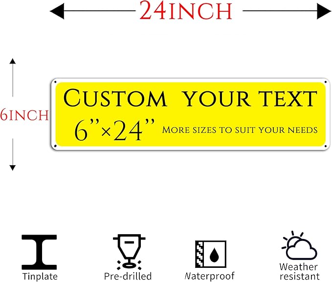 Custom Signs Outdoor Metal, Personalized Street Sign,Aluminum Weatherproof Metal Sign Multiple Sizes, doorplate, guide sign, night visibility, Business, Workplace, Home, Delivery Signs(6 * 24 Inch)