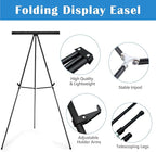 Falling in Art Aluminum Flip Chart Display Easel Stand with Adjustable Floor for Boardroom, Whiteboard, Paper Pads, Signage, 63 1/2'' High, Black,2 Pack