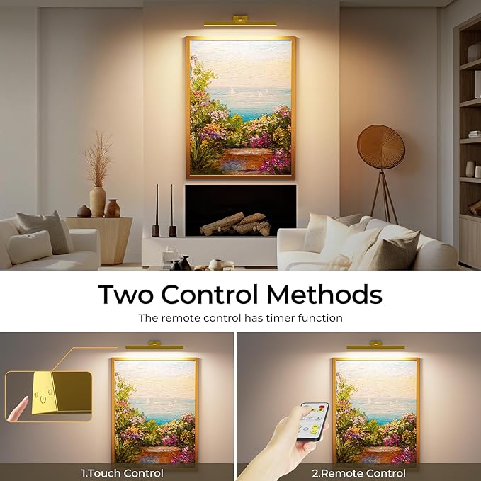Picture Lights Wall Light 16in CCT Gallery Light | Battery Operated, Timer, Remote Control, Adjustable Brightness, Long Lasting, for Wall, for Paintings, for Living Room, Art, Dartboard, Decor
