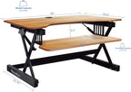 Rocelco 40" Large Height Adjustable Standing Desk Converter - Quick Sit Stand Up Dual Monitor Riser - Gas Spring Assist Computer Workstation - Retractable Keyboard Tray - Teak Wood Grain (R DADRT-40)