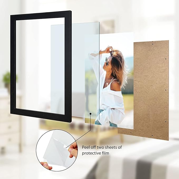 VCK 16x20 Poster Frame in Black with Polished Plexiglass Set of 5 Horizontal and Vertical Formats with Included Hanging Hardware