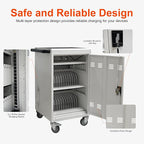 Laptop Charging Cart,32 Devices Tablet Storage Carts for Pad Up to 16.3" Screen Size, Classroom Computer Mobile Charging Station for Pads,Chromebooks,Laptops,Security Storage (30+2 Bay-White)