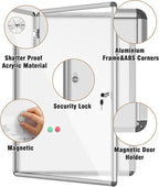 Mifuro 38"x28" Enclosed Bulletin Board, Lockable Weather-Resistant Aluminum Noticeboard for School & Office, Silver Frame w/Magentic Whiteboard