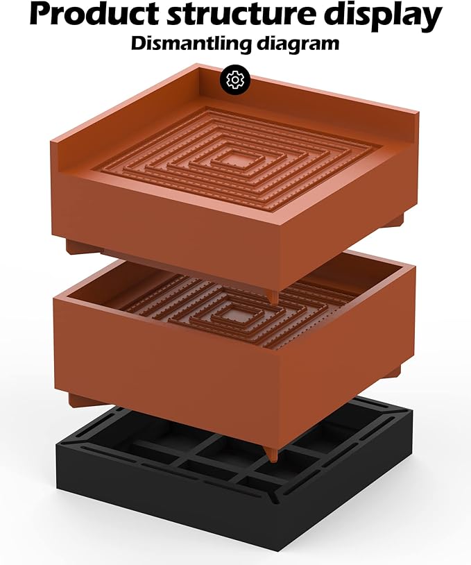 Furniture Risers, Bed/Sofa/Desk/Table/Chair Leg/Fridge Lifts to 1.5, 3 and 4 in, Square Adjustable Risers Blocks for Extenders, Heavy Duty Supports Up to 1300 Lbs, 3 in-Brown-Square