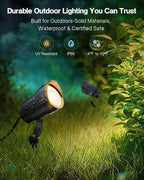 HIBOITEC 12W Spot Lights Outdoor 120V Landscape Lighting Waterproof Spotlight with 4.9ft 3-Plug LED Plug in Landscape Lights for Yard Gardern Decorations 2900K 4Packs