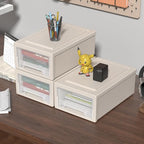 Oymlclivisa Small Stackable Desktop Drawers Unit, Plastic Storage Drawer, 3 Packs