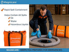 Universal Spill Kit OSHA Approved - Biohazard Clean up Kit for Oil, Water & Chemicals | 15 Absorbent Pads, 2 Socks, PPE, Biohazard Bags in Bright Orange Duffel Bag