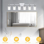 6-Light Track Lighting Kit Ceiling Kitchen Track Lighting Fixtures Chrome Bathroom Vanity Wall Lights with Clear Glass Multi-Directional Rotating Tracking Light Heads Spotlight for Accent Shop