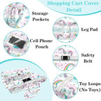 Shopping Cart Cover for Baby Girl Boy 2-in-1 High Chair Water Resistant High Chair Cover w/Phone Pouch Pocket Gender Neutral Cart Cover for Babies Padded Grocery Cart Cover for Baby