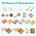 HONEY JOY Kids Grocery Store Playset, Wooden Play Store w/Coffee Maker & Vending Machine, Toddler Supermarket Checkout Stand w/Cash Register, Display Shelves, Play Food, Grocery Store Pretend Play