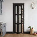 Bifold Doors for 28" x 80" Opening, 3-lite Tempered Frosted Glass Closet Folding Doors with Hardware kit Included, Easy Assembly, Black