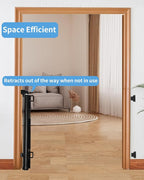 Retractable Baby Gate for Doorways and Stairs, Mesh Safety Gate for Pet, Indoor & Outdoor Use, One-Hand Operation, Easy Installation, 33.6" Tall, Expands to 71" Wide（Black,33.6"x71"）