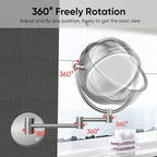 GURUN Wall Mounted Hardwired Makeup Mirror with 3 Dimmable LED Lights 10x Magnifying Mirror for Bathroom Touch Control 13" Extendable Arm Direct Wire Brushed Nickel M1809DN (10x,Nickel)
