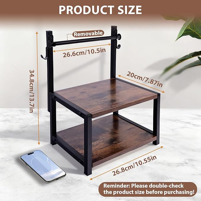 Label Holder for Rolls and Fan-Fold Labels - Wood Thermal Sticker Holder for Desktop with Hook,Shipping Label Dispenser Stand for Home Office and Small Businesses