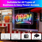 Open Signs for Business, LED Neon Open Sign Lighted Open Lights for Business Window Door Wall Hanging Coffee Snack Bar Restaurant Barbershop Retails Store Shop, USB Power & Dimmab