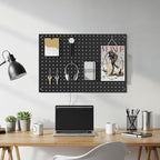 Peg Board, 2 Pack Metal Pegboard Panels Black Pegboards Wall Organizer with Frame Large Heavy Duty Peg Board with Hooks for Walls Home,Garage Tool Storage,Office Organization,Kitchen 24”×16”