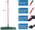 Matthew Cleaning Commercial Quick-Change Dust Mop Handle with Clip-on Metal Gripper for Heavy Duty Mop Head Replacement Holder, Fiberglass Handle 60 inch 12packs-Red