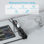 IPX6 Outdoor Power Strip Weatherproof,6 Outlet Metal Surge Protector Wall Mountable for Camping,Garden & Home,Heavy Duty 10FT ETL Certified Waterproof Extension Cord