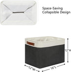 DULLEMELO Storage Bins Large-16"x12"x12" With Leather Handles for Organizing,Decorative Collapsible Storage Baskets for Shelves Closet Home Office (White&Black)