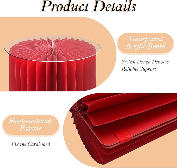magalo Cylinder Stands for Party 5PCS Foldable Cardboard Columns Round Display Pedestal Stand Cylinder Tables for Wedding Birthday Baby Shower Dessert Cake Decoration-Red