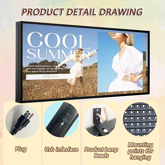 P5 Outdoor LED Sign 65"×34" – Full Color Scrolling Display Board with WiFi/USB Control, 320×160 High Resolution, IP65 Waterproof for Storefront Advertising