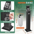 AIWFL Commercial Trash Can with Removable Inner Barrel, 3 Openings, All-Metal Construction, Standing Trash Bin for Outside Sidewalks Roadside Hotel Scenic Area