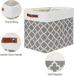 DULLEMELO Storage Baskets Large 17"x12"x15" Foldable Rectangular Storage Bins Baskets for Organizing [2 Pack] Fabric Nursery Storage Baskets for Home,Office,Closet,Clothes,Toys (White&Lattice Grey)