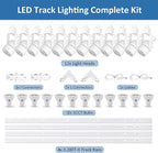 Dimmable LED GU10 Track Lighting Kit with Replaceable GU10 Bulbs, 12-Pack All-in-One Plug in 3CCT Ceiling Spotlights with 13.1FT Track Rails, Accent Lighting for Home, Store, Moblie Cart and Office