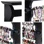 4-Tier Wall-Mounted Wooden Bracelet Holder – Black Jewelry Display with Storage Shelf, Hanging Organizer for Bracelets, Bangles, Watches, Necklaces & Accessories – Space-Saving Jewelry Rack for Home