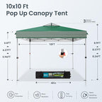 PHI VILLA Pop Up Canopy 10 10 Tents for Parties with Wheeled Bag, Portable Lightweight Folding w/Adjustable Height,Green and White Stripes?Green Stripe