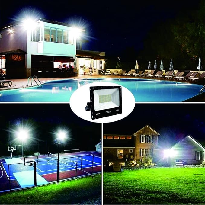 200W LED Flood Light Outdoor, 20000lm Super Bright Work Lights, IP66 Waterproof Security Light with Plug & Switch, 6500K White Spotlight for Garden, Yard, Garage, Basketball Court Lighting