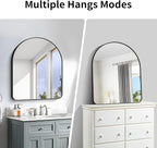 Arched Bathroom Mirror, 30"x36" Black Arched Mirror for Bathroom, Wall Mounted Mirror, Black Vanity Wall Mirror w/Metal Frame for Bedroom, Entryway, Living Room, Hanging or Leaning Against Wall