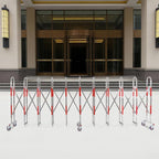Expandable Metal Barricade, Safety Barrier with Casters 1.1x5M Portable Mobile Gate Stainless Steel Fence for Garage Construction Site Traffic Control (Red)