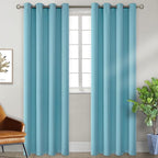 BGment Blackout Curtains - Grommet Thermal Insulated Room Darkening Bedroom and Living Room Curtains, Set of 2 Panels (52 x 95 Inch, Aqua)