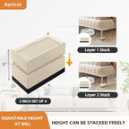 Bed Risers, 3 Inch Heavy Duty Adjustable Furniture Lifts Leg Extenders for Bed Desk Table Couch Frame Feet Accessories, Supports up to 1300 Lbs (Beige, 4 Pack Set)