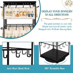 360 Rotating Earring Display Stands for Selling, Earring Rack Display Holder Stand, Jewelry Display for Vendors Selling Earring Cards, Necklaces, Bracelets, Hair Accessories (48 Hooks)