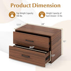POWERSTONE 2 Drawers Storage Cabinets, Wooden Dresser Organizer, Under Desk Storage for Living Room, Bedroom, Home Office, Walnut