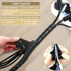 PC Cable Management Sleeve Tube Desk Cord Organizer 2 PCS Black, 7/8 inch -5 ft Cover Wrap Easy to Install Messy Wire Solution for TV Office Computer, Pet Chew and Bite Proof Cable Protector
