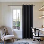 ChrisDowa Grommet Blackout Curtains for Bedroom - Thermal Insulated Room Darkening Curtains for Living Room (1 Panel Set, Black,52W x 95L)